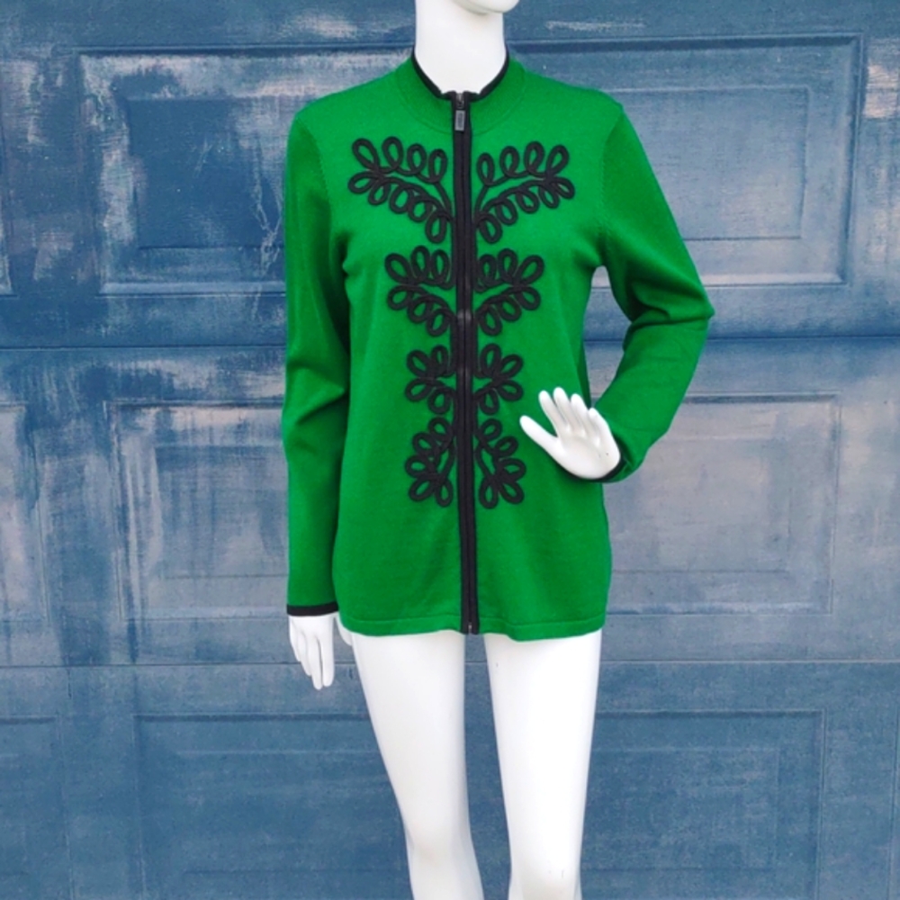 Bob Mackie Wearable Art Amazing Embroidered Full Zip Masterpiece!